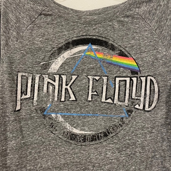 Pink Floyd Marled Distressed Oversized Grey Long Sleeve T-shirt Small - Picture 3 of 3